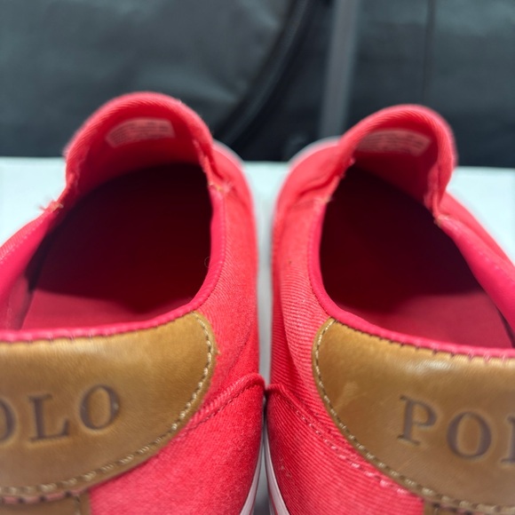 Polo Ralph Lauren Men's Shoes Thompson Wash Twill Slip On Sneakers 10D Red prep - Picture 7 of 11